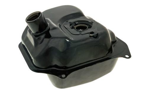 Metal fuel tank with clip-on hose fitting